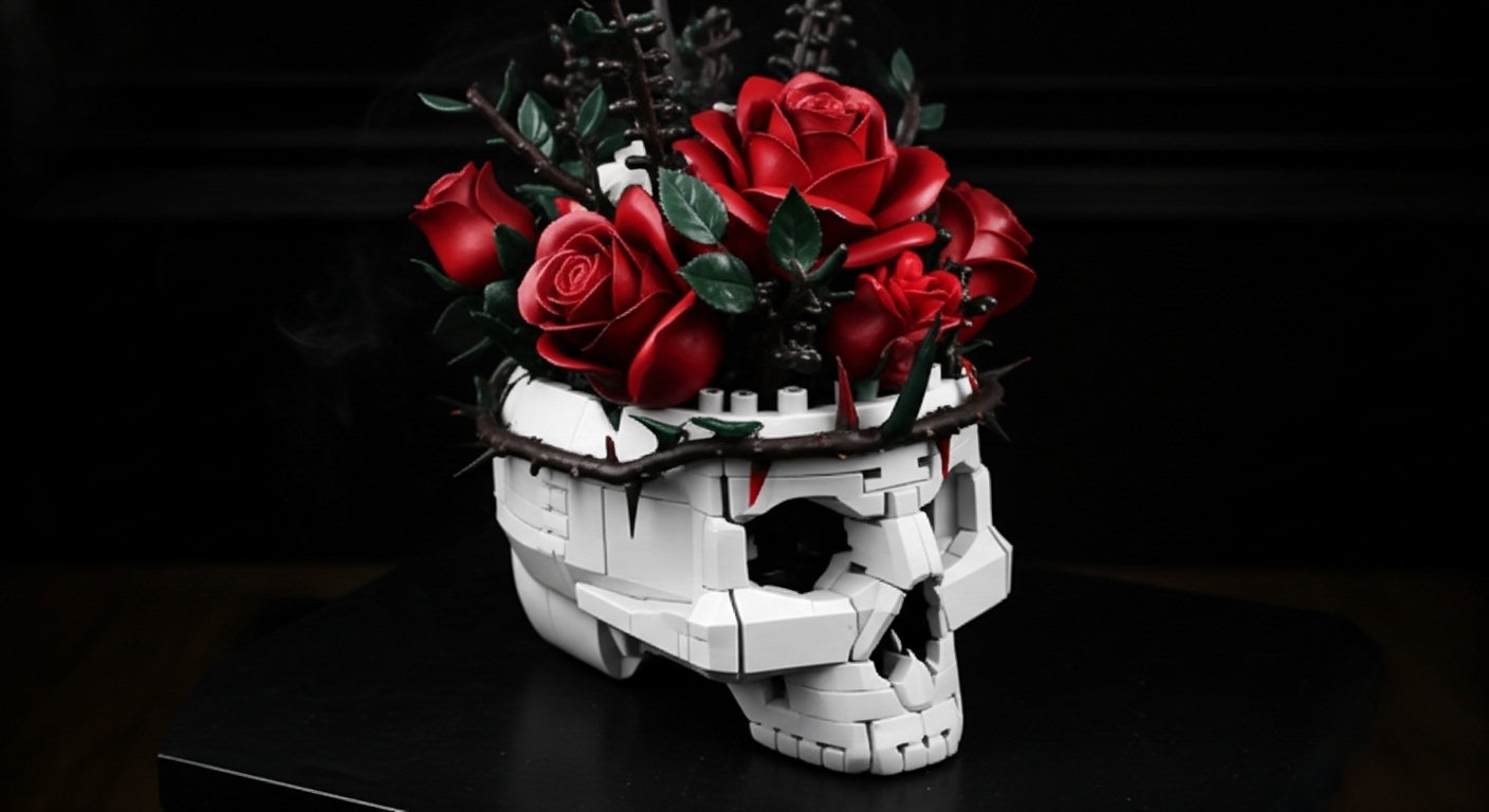 Crânio com Rosas vermelhas (1161 peças)