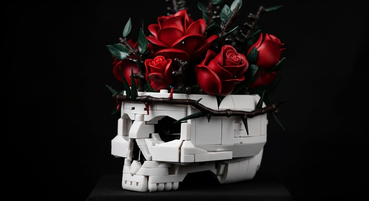 Crânio com Rosas vermelhas (1161 peças)